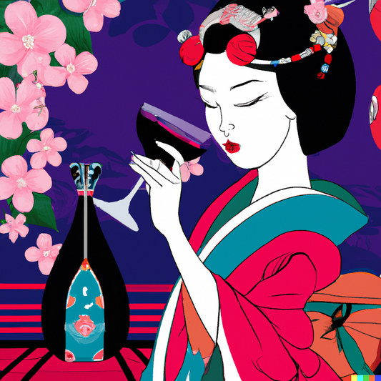 Geisha drinking wine aerated using the Winewizard wine aerator