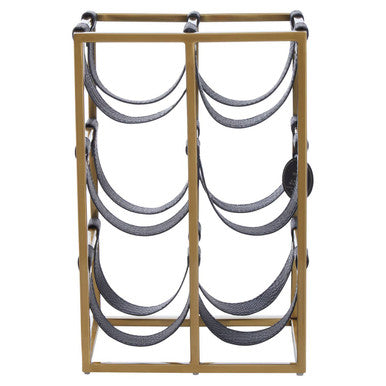 Six Bottle Sling Wine Rack In Gold Finish