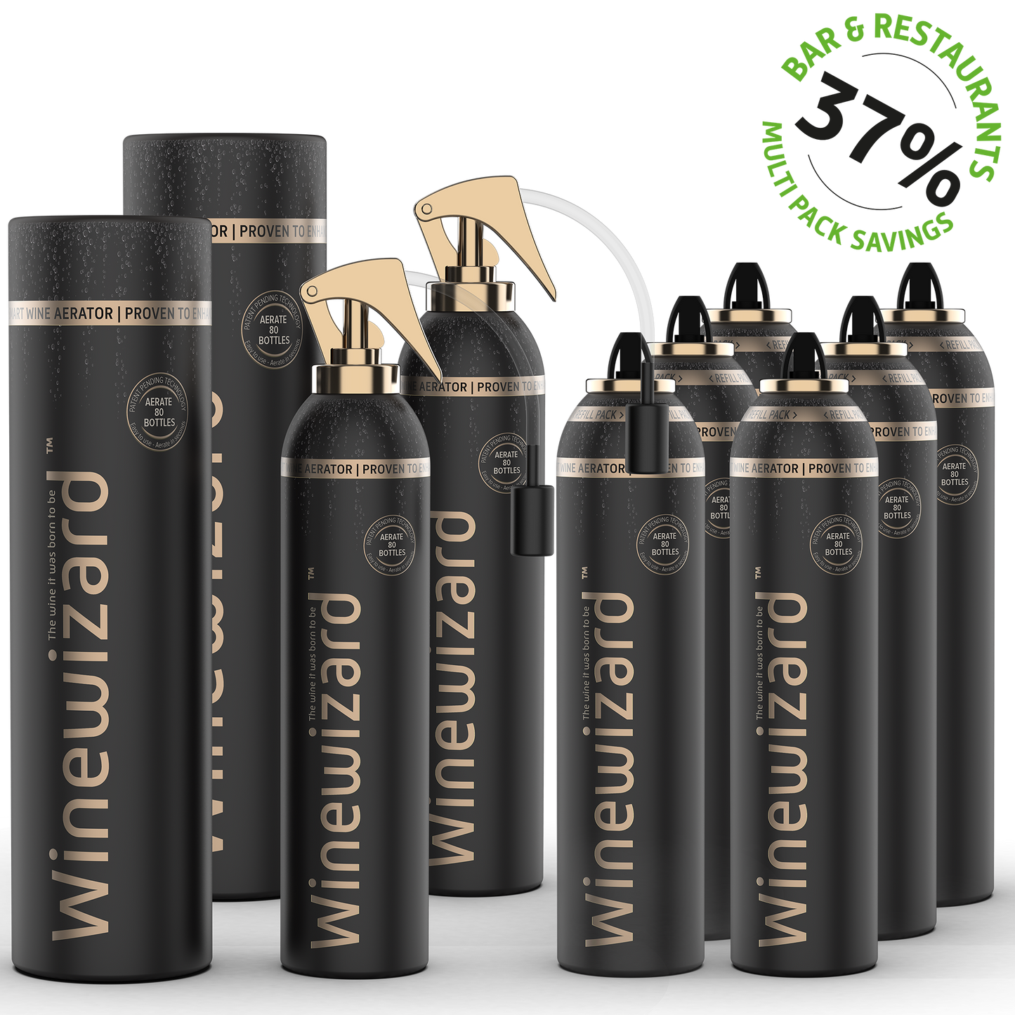 Winewizard - Aérateur de vin intelligent 3-en-1 + pack de recharge